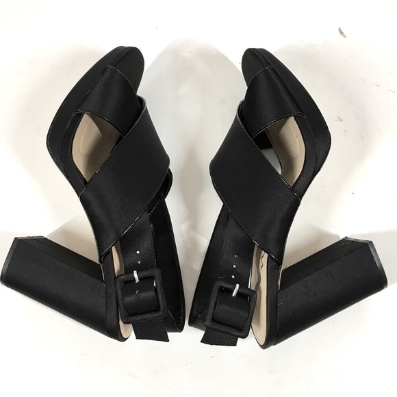 Nina New York Black Criss Cross Straps Platform Open Toe Sandal Heels Size 7.5M - Picture 9 of 15
